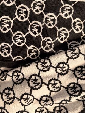 Michael Kors Black & White Logo Knit Scarf